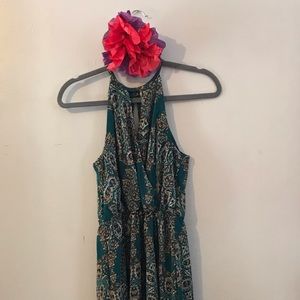 Green Maxi dress with sheer bottom. Sleeveless